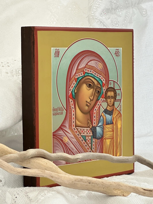 Hand painted icon of Mother of God "Kazanskaya"