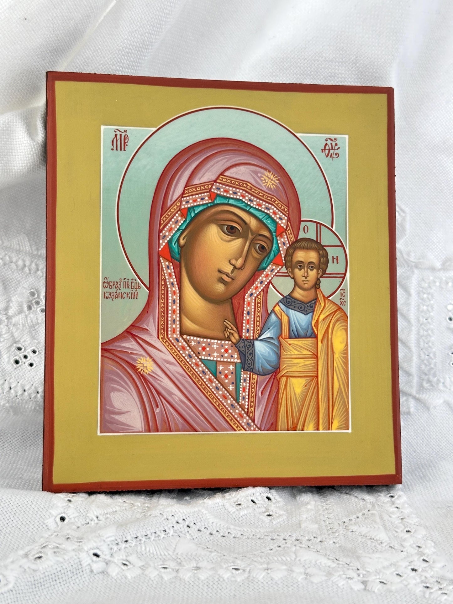 Hand painted icon of Mother of God "Kazanskaya"