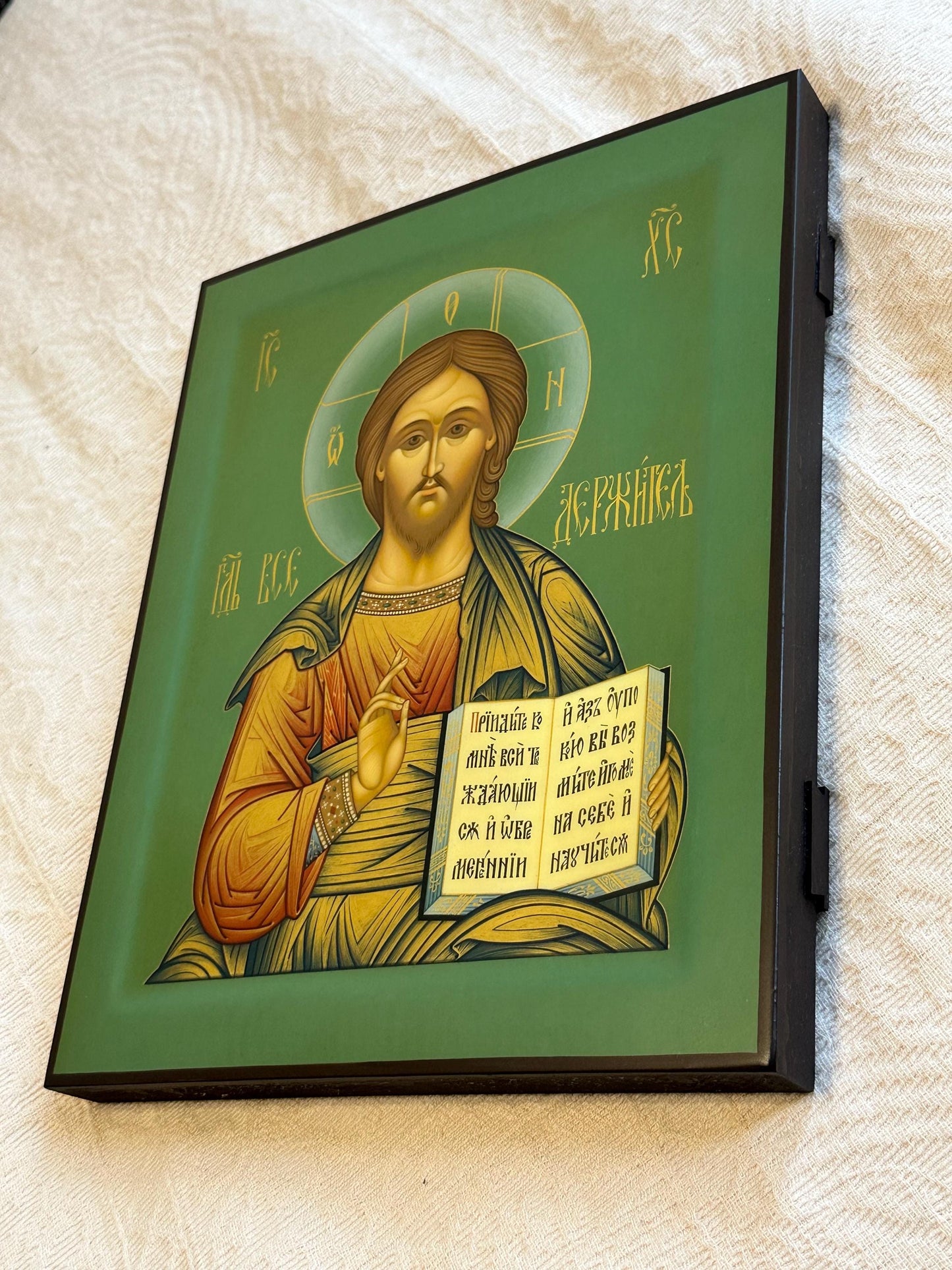 Hand painted Icon of Christ the Saviour on wooden board