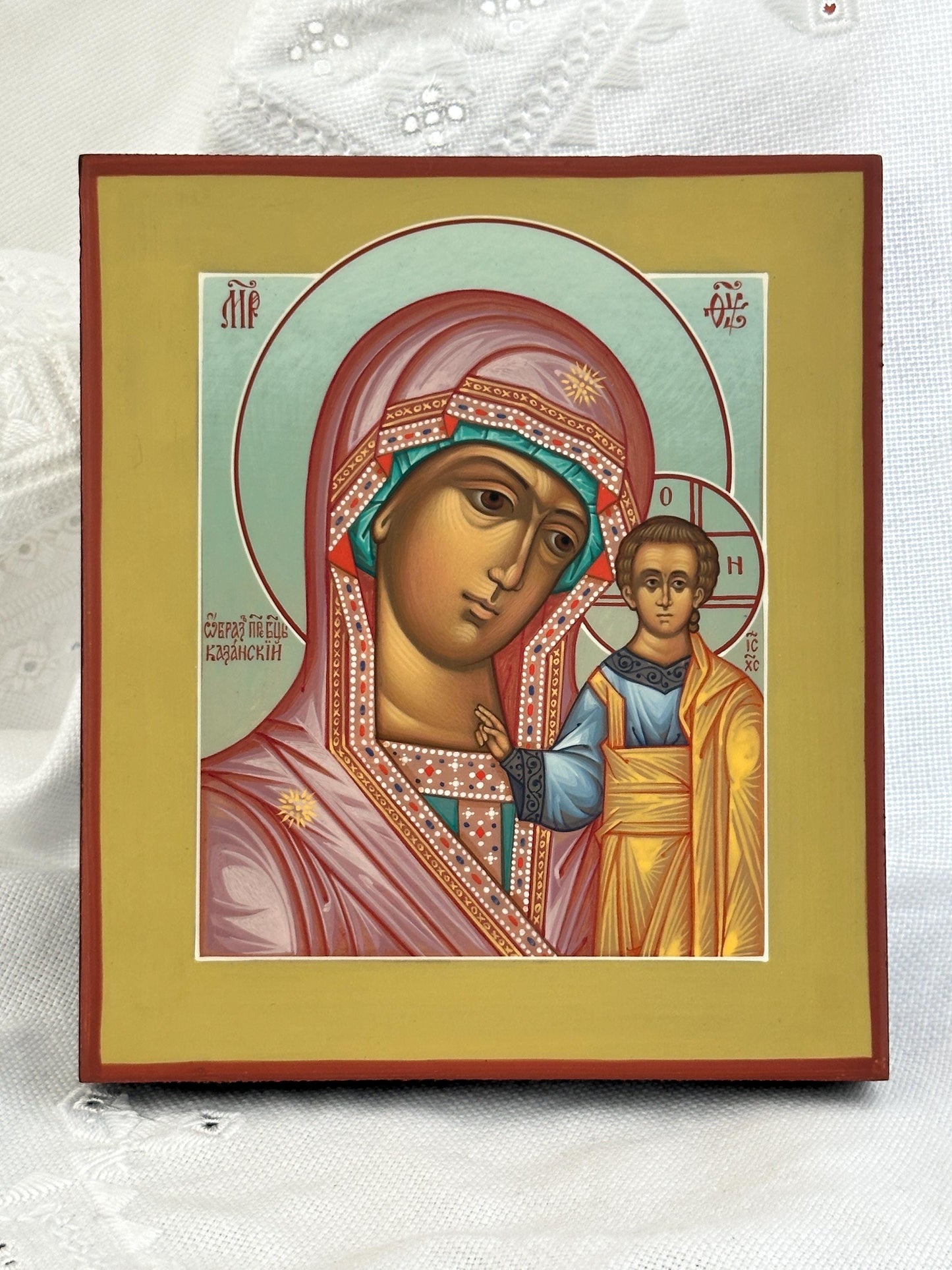 Hand painted icon of Mother of God "Kazanskaya"