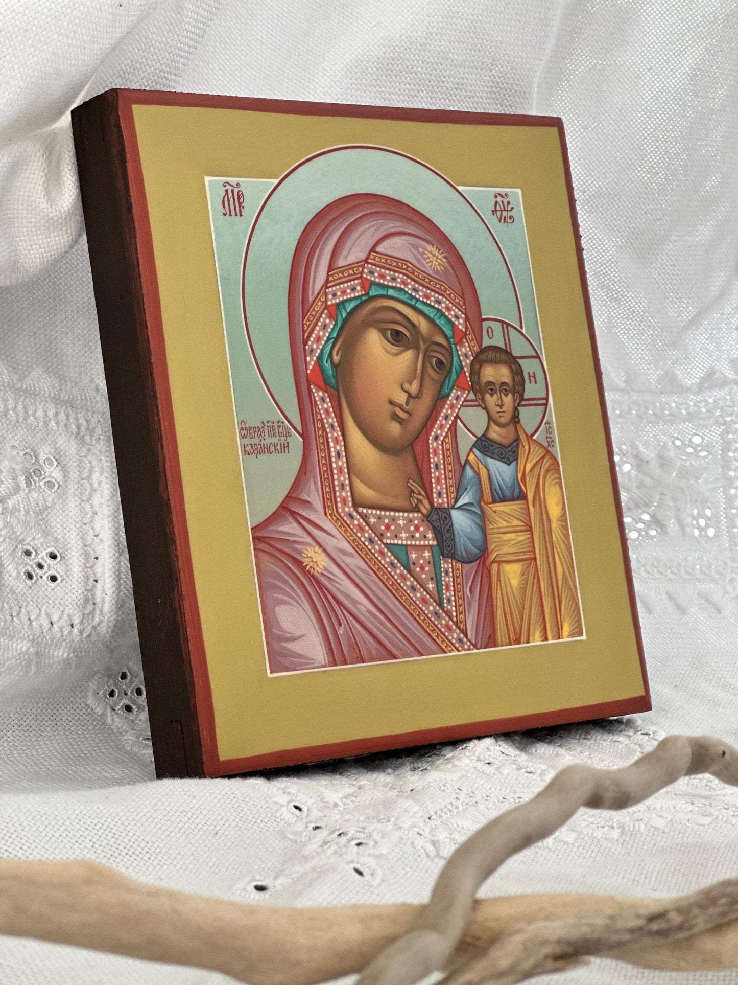 Hand painted icon of Mother of God "Kazanskaya"