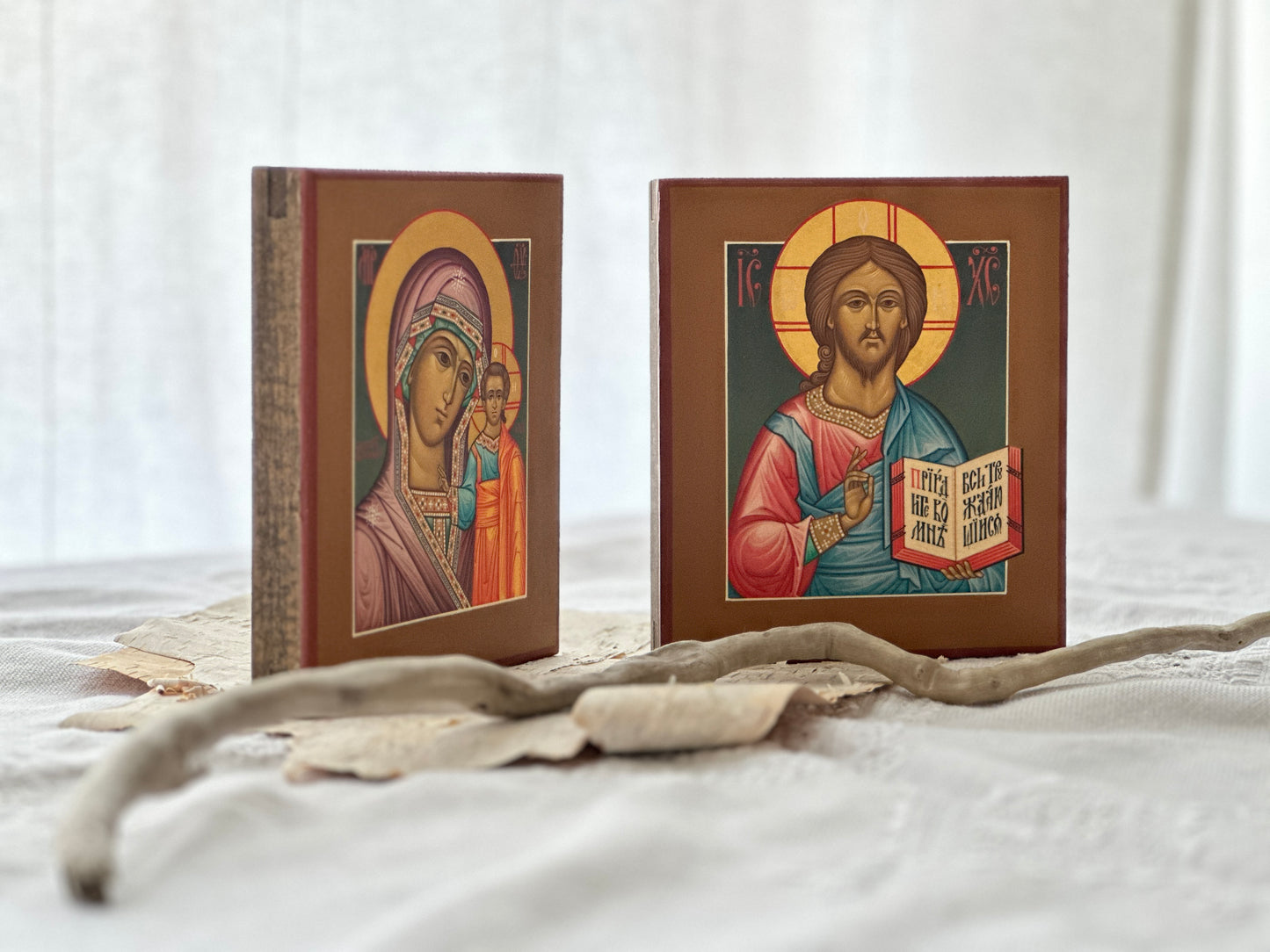 A pair of wedding (marriage) hand painted icons