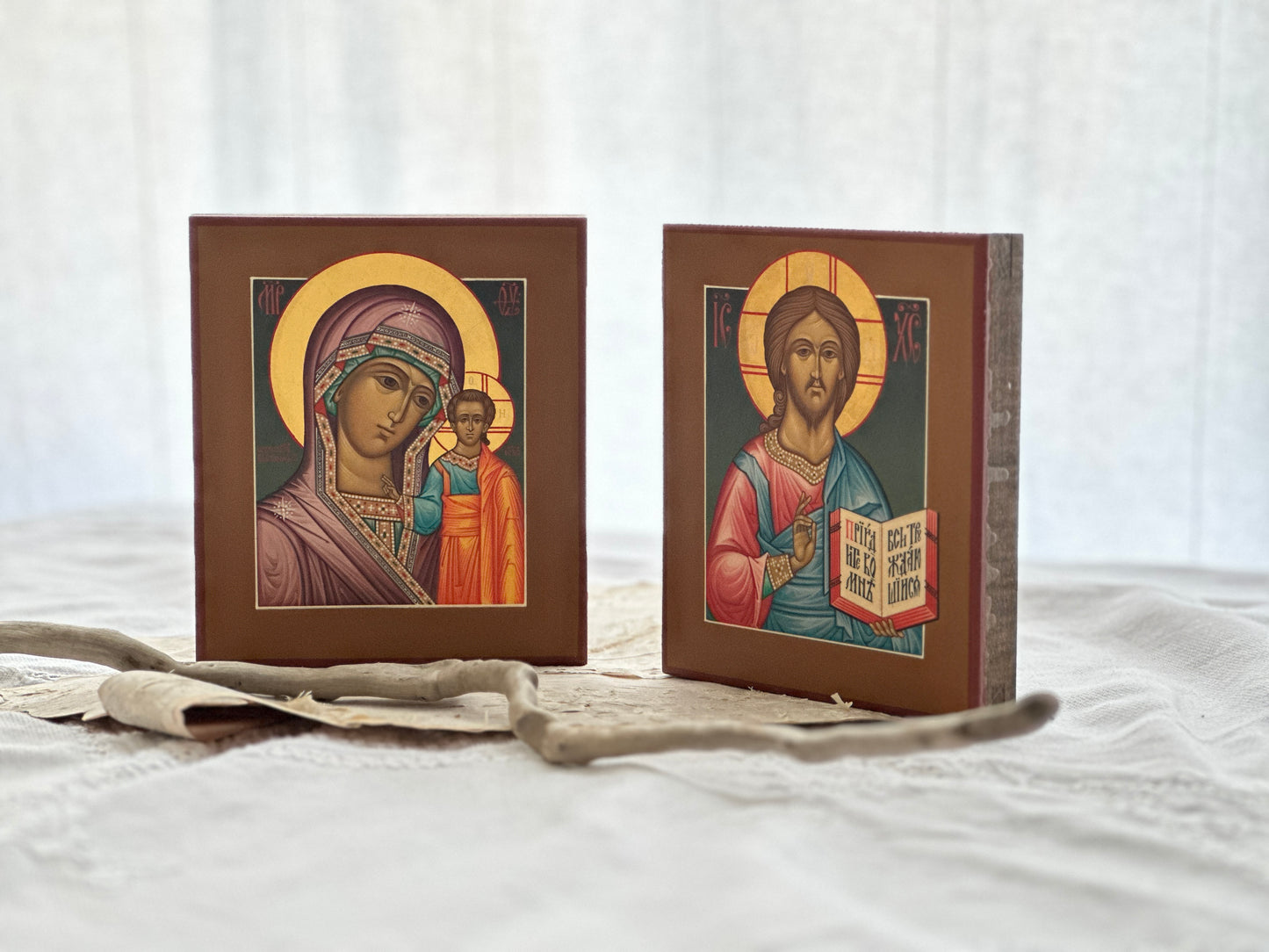 A pair of wedding (marriage) hand painted icons