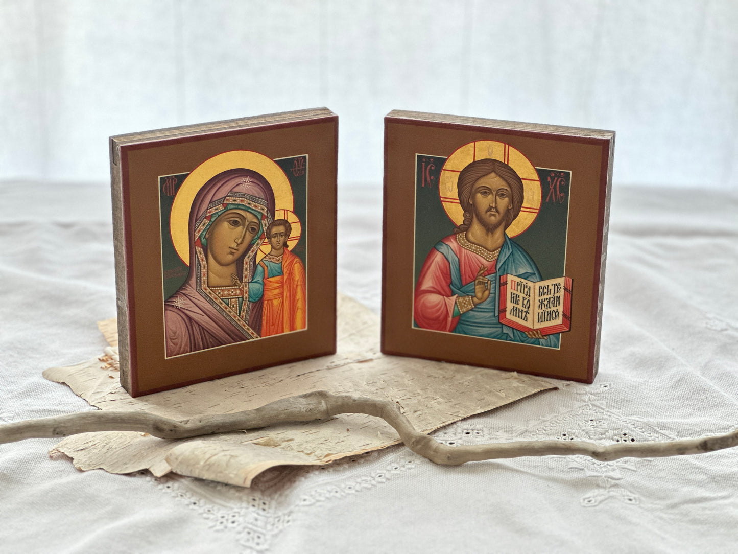 A pair of wedding (marriage) hand painted icons