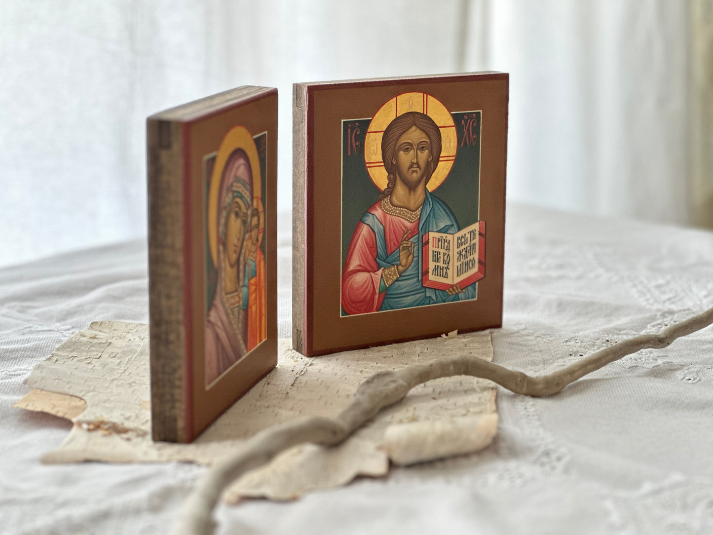 A pair of wedding (marriage) hand painted icons